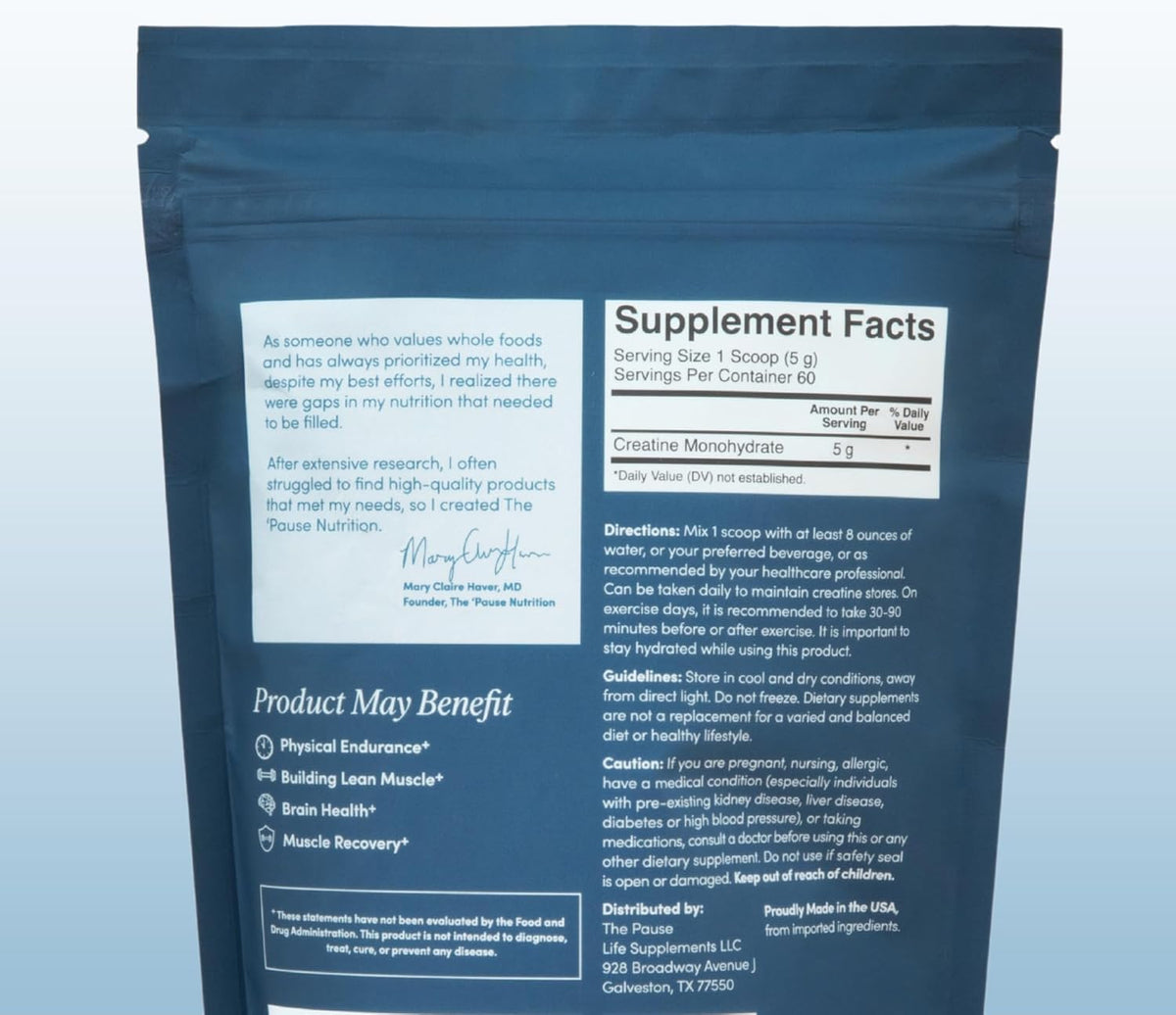 The 'Pause Life Creatine Powder with Creavitalis Muscle Support, 11 OZ | Vegan & gluten free Creavitalis creatine. Supports cognitive, endurance & muscle recovery for men & women. Unflavored, 11 oz