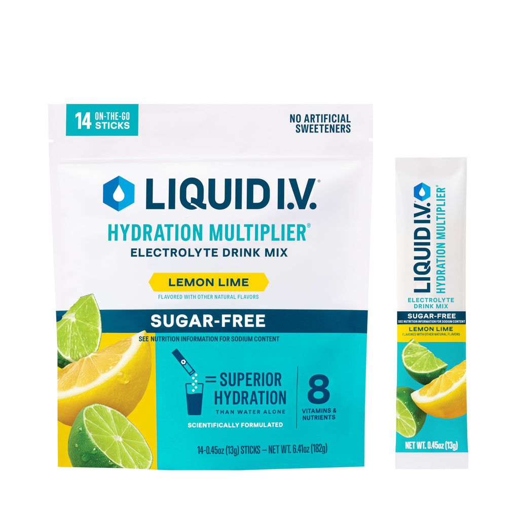 Liquid I.V. Hydration Multiplier Sugar-Free - Lemon Lime | Electrolyte Powder Drink Mix | 1 Pack (14 Servings)