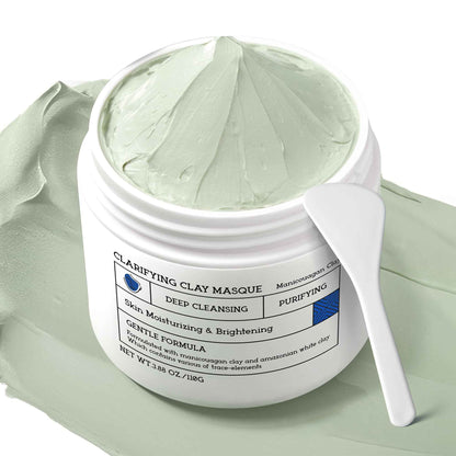 NING DERMOLOGIE Clay Mask for Face & Sensitive Skin: Triple Mud Formula Deep Cleans Pores Reduces Acne Balances Oil & Improves Texture - 3.88 Oz