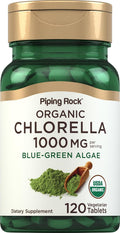 Piping Rock Chlorella | 1000mg | 120 Tablets | Organic Blue-Green Algae | Non-GMO, Gluten Free Supplement