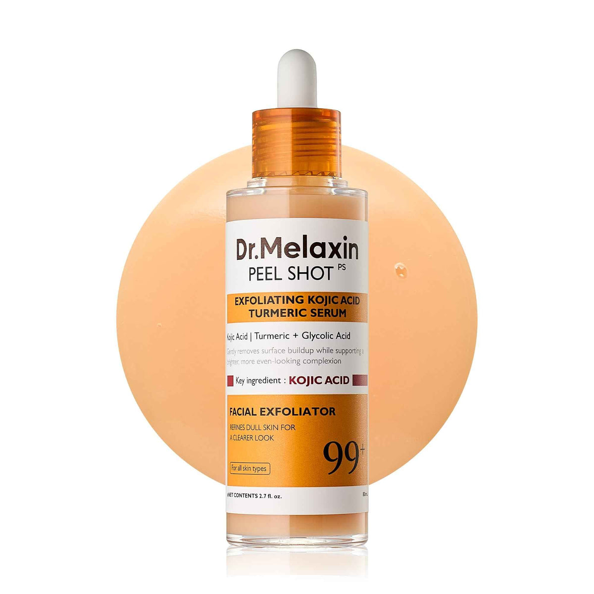 Dr. Melaxin Peel Shot Kojic Acid Turmeric Serum – Exfoliating Dark Spot Corrector with AHA/BHA & Niacinamide, Brightening & Even Tone