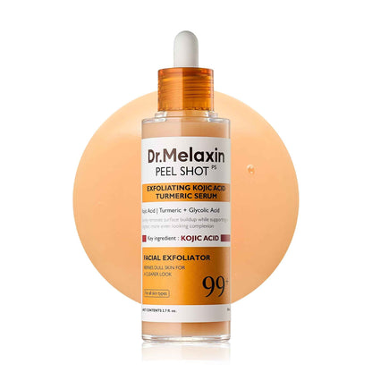 Dr. Melaxin Peel Shot Kojic Acid Turmeric Serum – Exfoliating Dark Spot Corrector with AHA/BHA & Niacinamide, Brightening & Even Tone