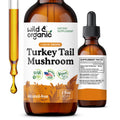 Wild & Organic Turkey Tail Mushroom Tincture - Immune Support Drops with Turkey Tail Extract - Liquid Mushroom Supplement for Gut Support - Vegan, Sugar & Alcohol-Free - 4 fl oz