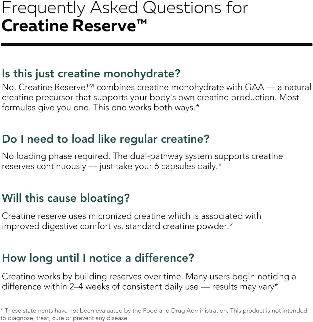 Creatine Reserve™ - Creatine Monohydrate Plus GAA for Mind, Muscle & Energy Support - Dual Pathway Delivery Creatine Supplement for Women & Men - Active B Vitamins & Taurine, Non-GMO (1 month supply)