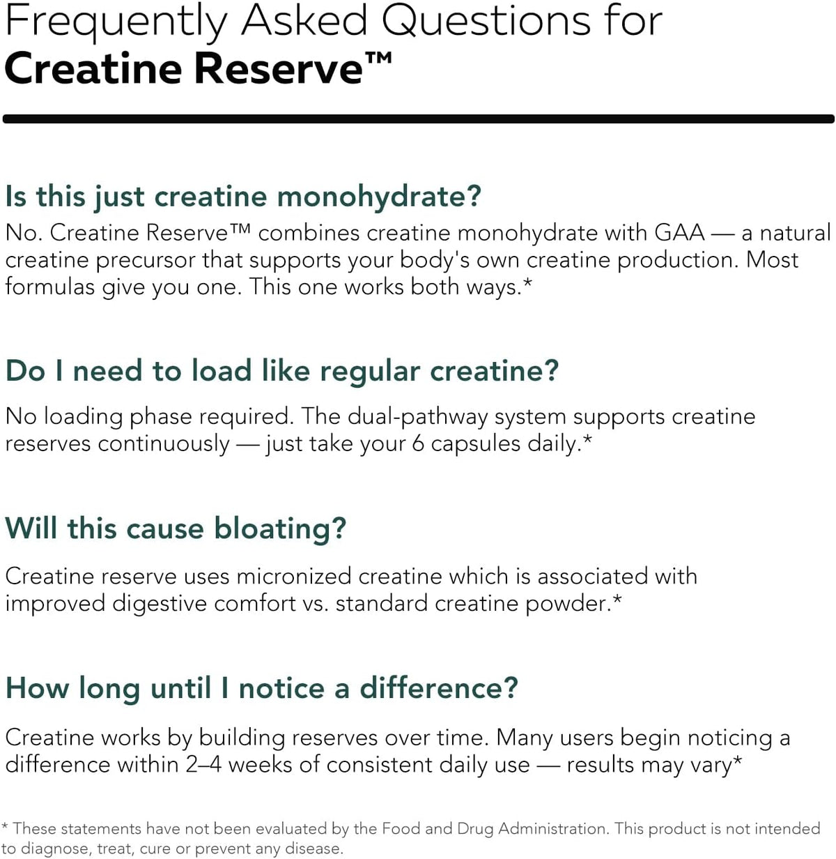Creatine Reserve™ - Creatine Monohydrate Plus GAA for Mind, Muscle & Energy Support - Dual Pathway Delivery Creatine Supplement for Women & Men - Active B Vitamins & Taurine, Non-GMO (1 month supply)