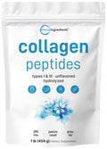 Micro Ingredients Hydrolyzed Collagen Peptides Powder, 1 lb | Type I & III Collagen for Women & Men | Unflavored Bovine Collagen Protein | Easy Dissolve, Paleo, Non-GMO