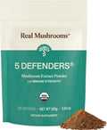 Real Mushrooms 5 Defenders Mushroom Complex Powder – Organic Mushrooms Extract from Chaga, Reishi, Turkey Tail, Maitake & Shiitake Mushroom Blend for Wellness Support with Beta Glucans - 100 Servings