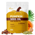 VivoNu Pumpkin Seed Oil with Saw Palmetto Capsules, 4000mg 300 Softgels | Organic, Cold Pressed | DHT Blocker | Supports Hair, Urinary, Bladder & Prostate Health | Non-GMO | Organic, Cold Pressed | DHT Blocker | Supports Hair, Urinary, Bladder & Prostate