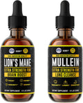 HERBIFY Bundle - Lions Mane & Mullein 4 Fl Oz Drops - Supplement for Memory, Focus & Clarity & Immune Support, Lung Cleanse and Bronchial Support