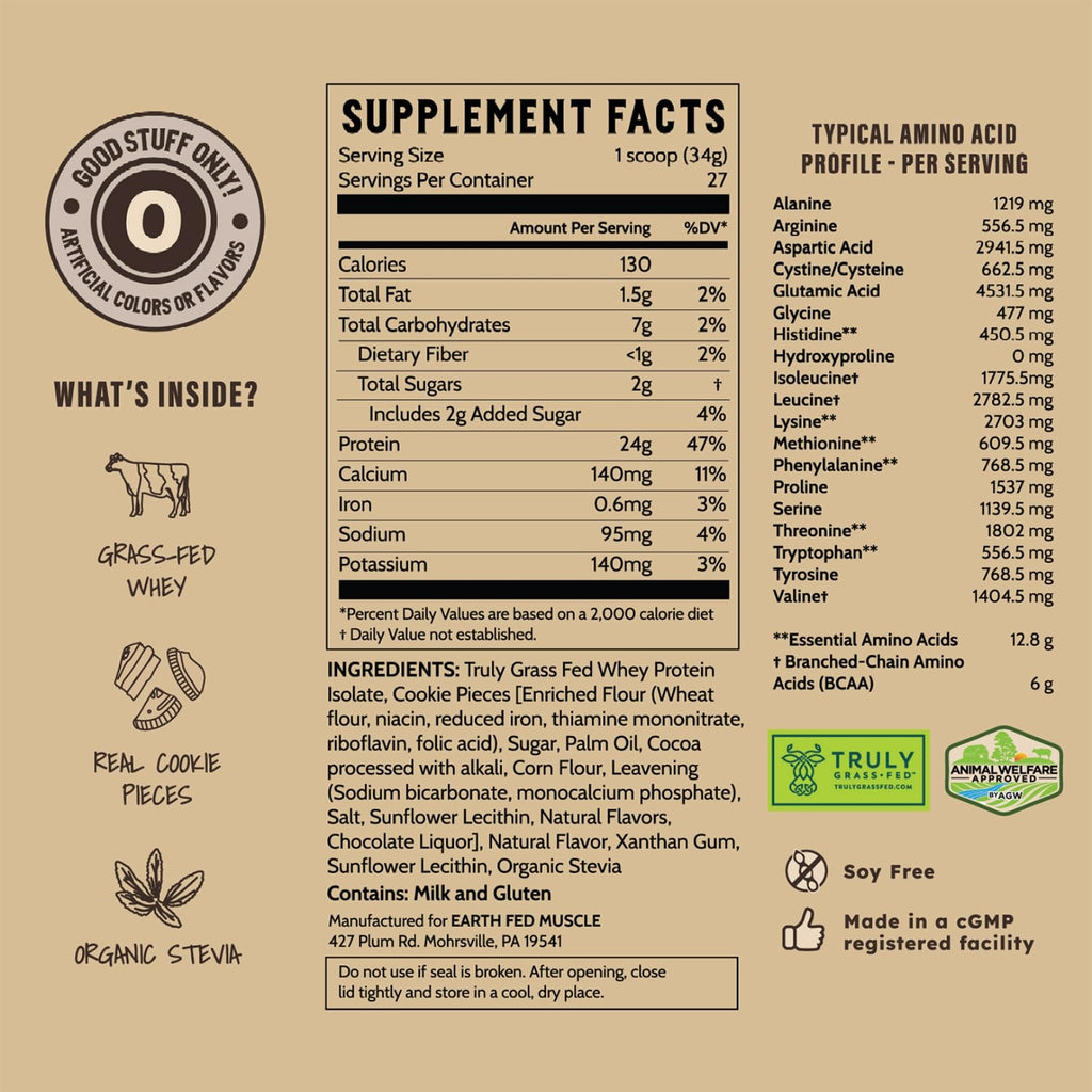 Earth Fed Muscle Whey Back Vanilla Irish Grass Fed Whey Protein Isolate | 25g protein per scoop, Third-Party Certified. Smooth vanilla, zero artificial sweeteners. Cold-processed in Ireland.