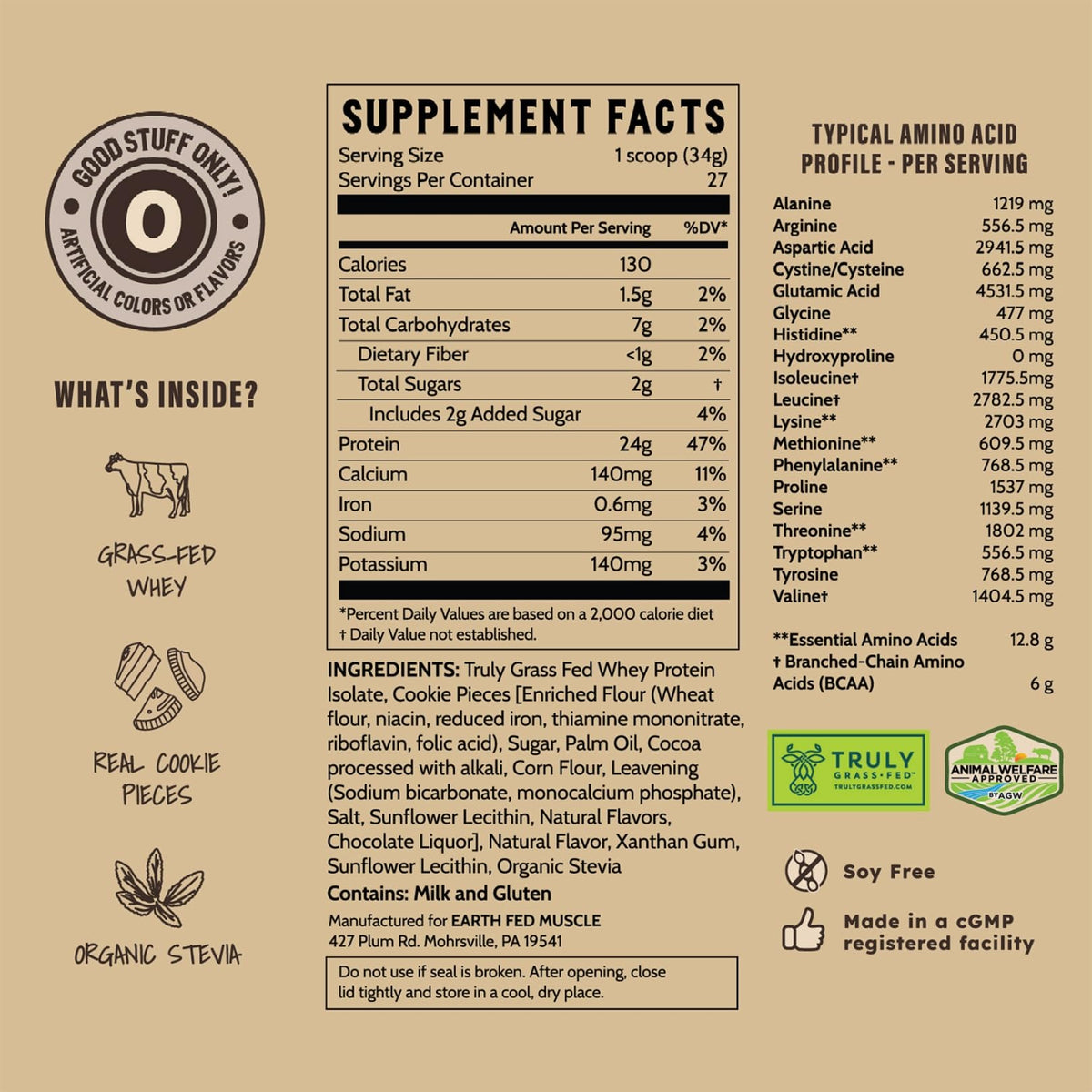 Earth Fed Muscle Whey Back Vanilla Irish Grass Fed Whey Protein Isolate | 25g protein per scoop, Third-Party Certified. Smooth vanilla, zero artificial sweeteners. Cold-processed in Ireland.