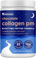 NativePath Collagen PM Chocolate with Melatonin, 20 Servings | Grass-Fed Peptides, Magnesium, GABA & L-Theanine, Supports Restful Sleep, Skin & Hair, No Added Sugar