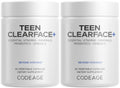 Codeage Teen Clearface Adolescent Face, Skin & Pimples, Vitamins A, C, D3, E, Pantothenic Acid, Niacin, Zinc Supplement Teenagers, Probiotics, L-Lysine, Omega-3, Oily Skin, Pores, Spots - 60 Capsules