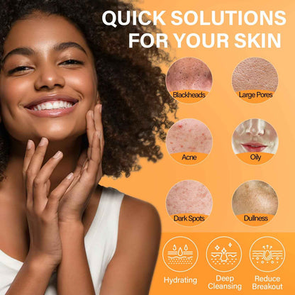 Facial Clay Mask Set - Vitamin C Turmeric Face Mask, Dead Sea Mud & Salicylic Acid (BHA) Mask for Pore Cleansing, Brightening, Blackheads & Dark Spots, Face Masks Skincare