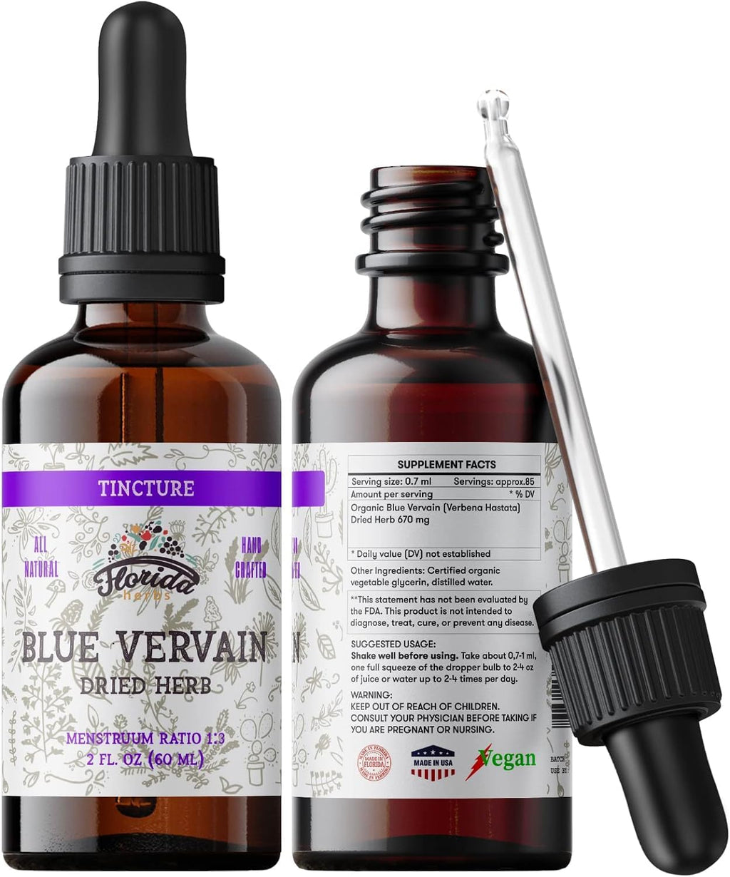 Blue Vervain Herb Organic Extract – Organic Blue Vervain Herb – Natural Vervain Supplement for Men & Women – Made in USA - 2 oz