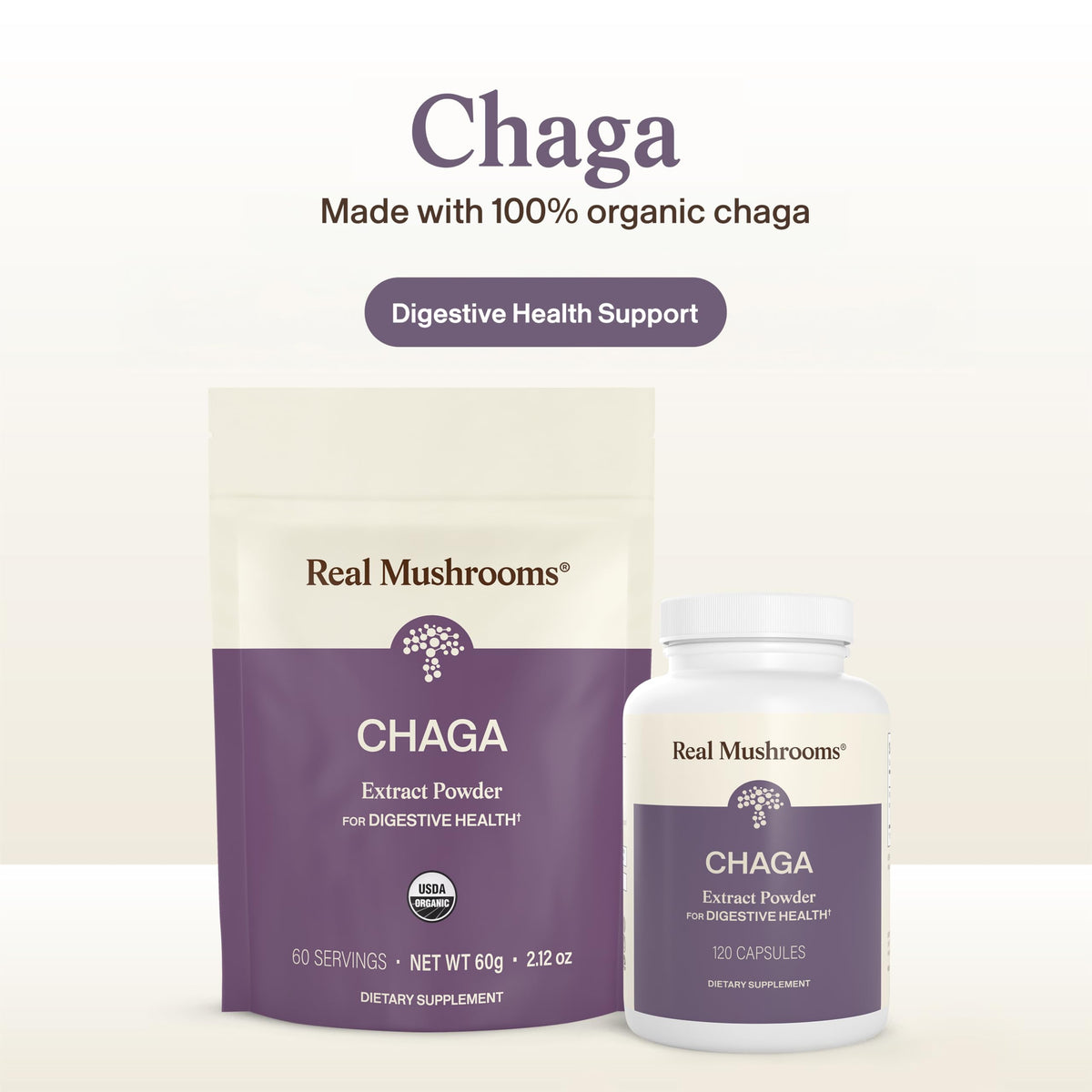 Real Mushrooms Chaga Mushroom Capsules – Organic Chaga Extract Powder with Extract Powder for Wellness & Energy Support– Vegan, Non-GMO, 120 Capsules – Organic Mushroom Supplement