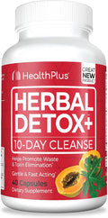 Health Plus Herbal Detox+ (10-Day Cleanse) 40 Capsules, 20 Servings | Herbal 10-day cleanse formula; supports the body's natural detoxification processes and everyday digestive wellness