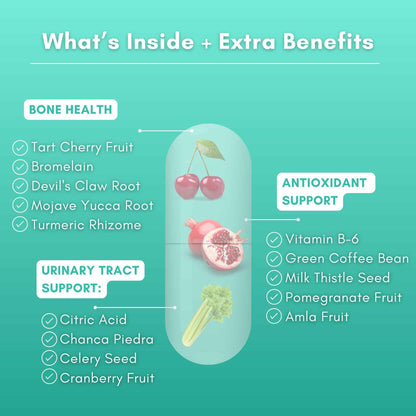 Uric Acid Flush - Herbal Uric Acid Cleanse Supplement - With Tart Cherry, Celery Seed Extract, Chanca Piedra, Devil’s Claw & Green Coffee Bean - Vegan