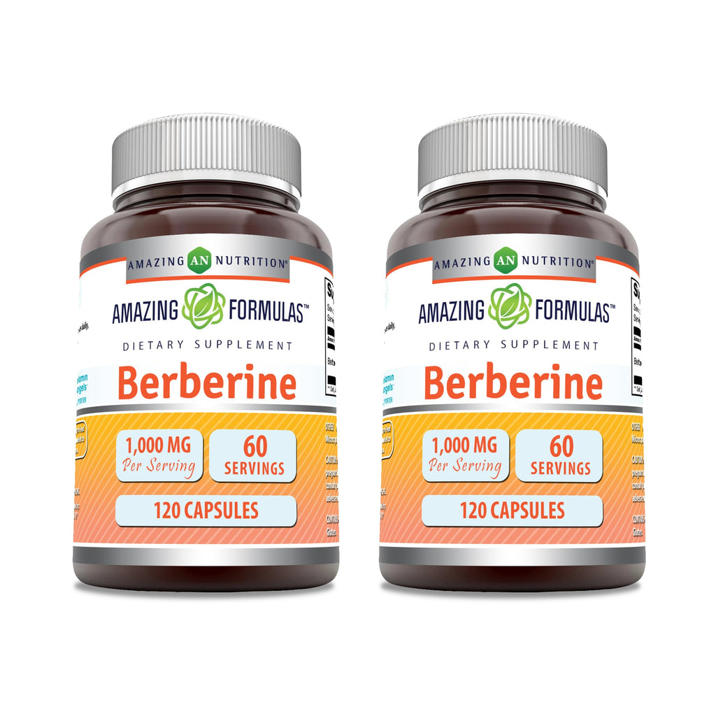 Amazing Formulas Berberine 1000mg Per Serving Capsules Supplement | Non GMO | Gluten Free | Made in USA (360 Count)