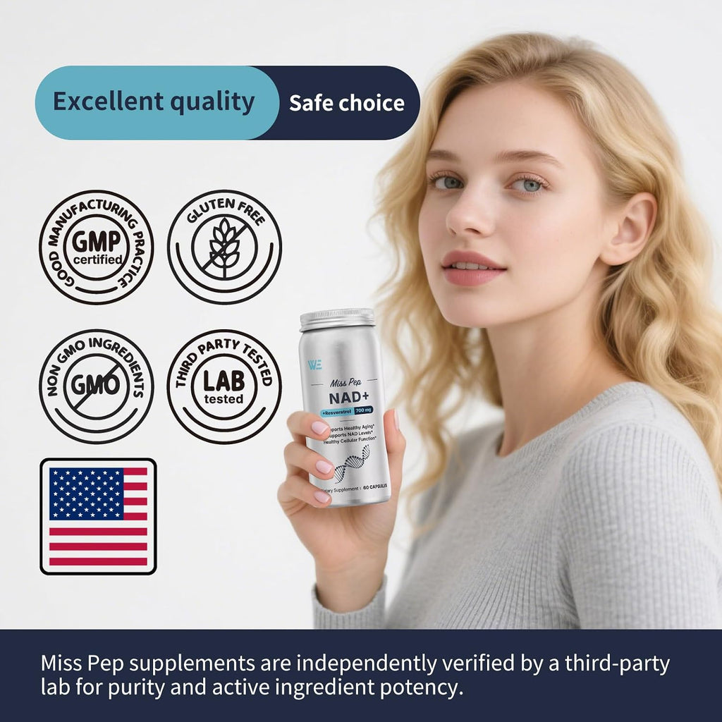 NAD Supplement for Men,Liposomal NAD+ NMN Alternative Supports Cell Health, Slows Aging, Helps Focus, and Promotes NAD+ Production - 60 Capsule