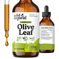 Wild & Organic Olive Leaf Extract Liquid Drops - Immune & Antioxidant Support - Oleuropein Supplement - Add to Tea Olive Leaf Tincture - Vegan, Sugar & Alcohol Free - 4 fl oz