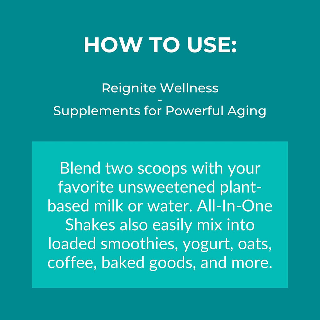 Reignite Wellness by JJ Virgin | Vanilla Plant-Based All-in-One Shake | New & Improved Formula Plant Protein Powder, Vitamins, Minerals, Greens & Aminos | 20g of Plant Protein | 30 Servings