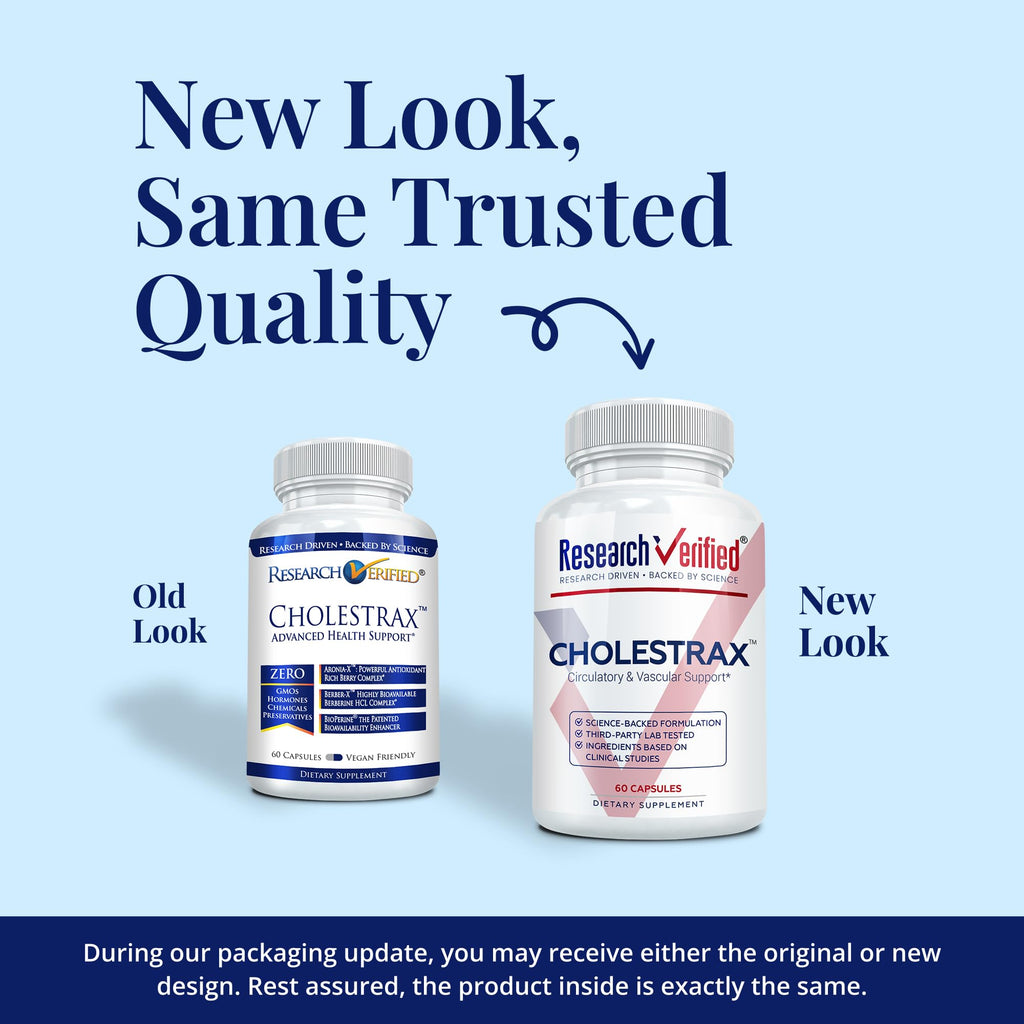 Research Verified Cholestrax - Support LDL and HDL Levels - Berberine, Lecithin, Berry Complex - 60 Capsules - 1 Month Supply - Vegan