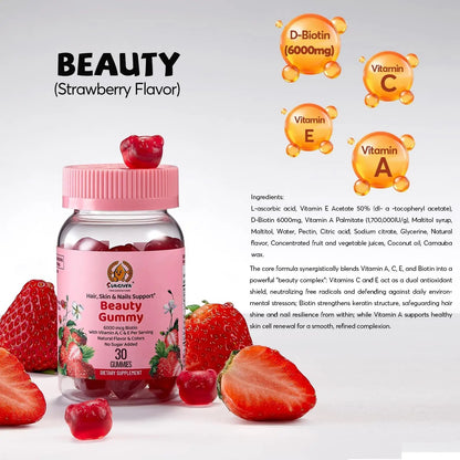 Women's Multivitamin Gummy Pack, 3 Support for Hair Skin Nails Sleep Daily Health, Vitamins A, D, C, E, Biotin, Ashwagandha SUNGIVEN
