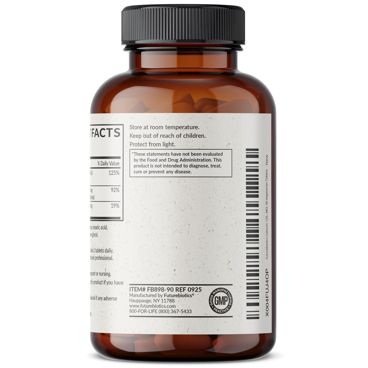 Futurebiotics Calcium 1200 MG Per Serving Sustained Release with Vitamin D3 1000 IU Per Serving Non-GMO, 90 Vegetarian Tablets