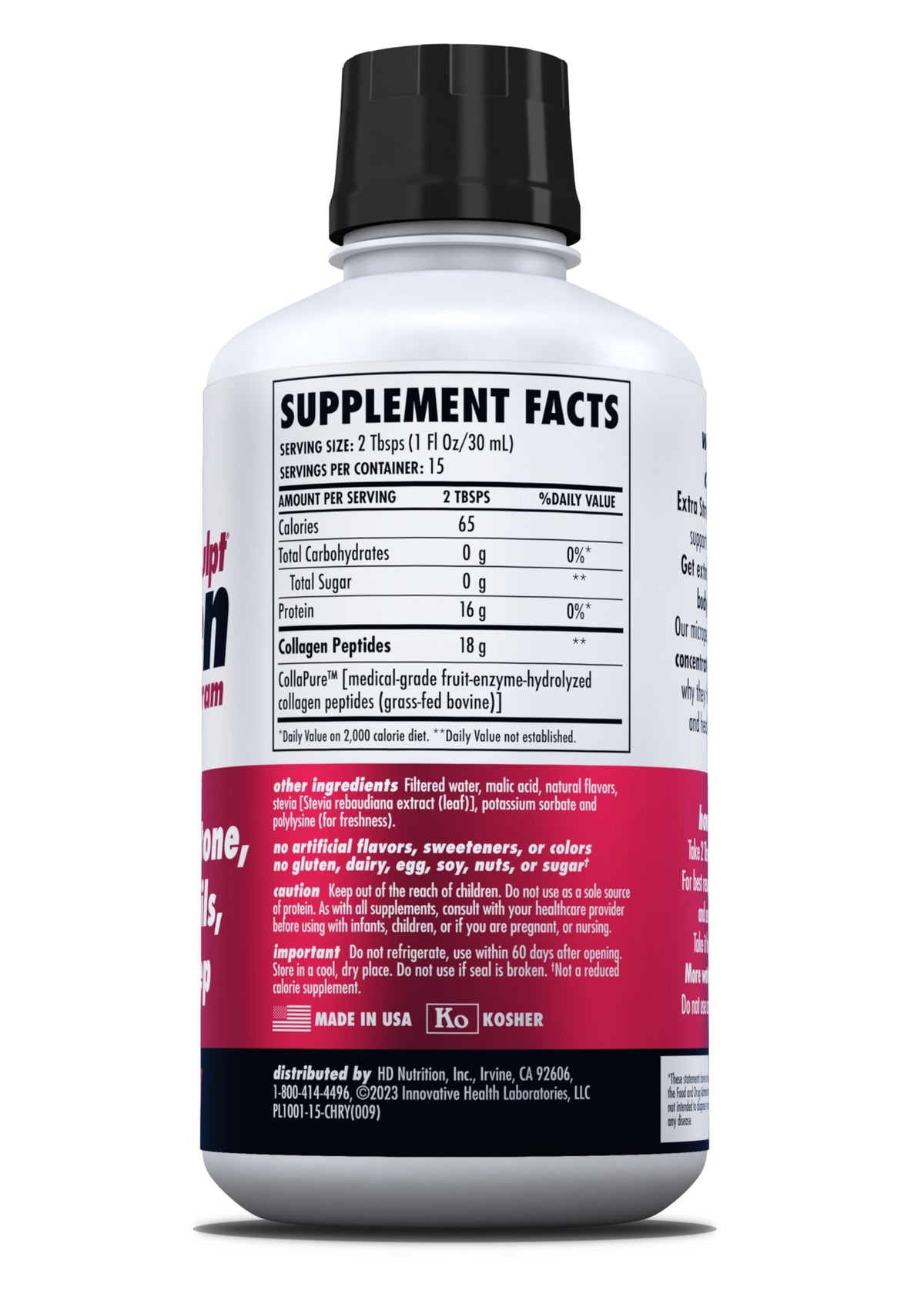 HEALTH DIRECT AminoSculpt Sugar-Free Liquid Collagen, Tart Cherry, 30 oz | High-Potency Collagen for Men & Women. Supports Hair, Skin, Nails & Joints. Medical-Grade, No Mixing, Non-GMO & Grass-Fed