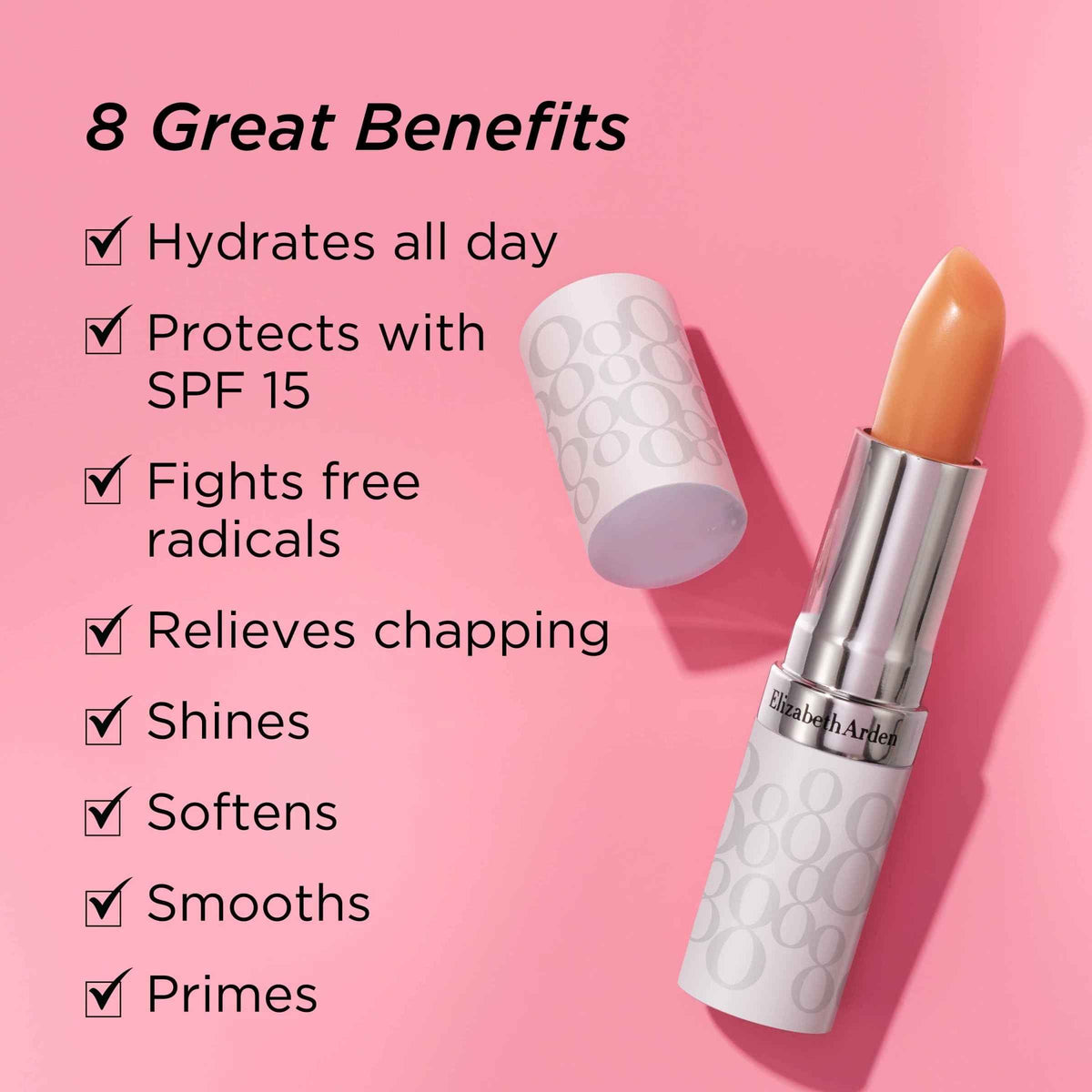 Elizabeth Arden Eight Hour Cream Lip Protectant Stick, Moisturizing Balm, Sheer with Sunscreen, SPF 15, Repairs Cracked Lips, 0.13 oz