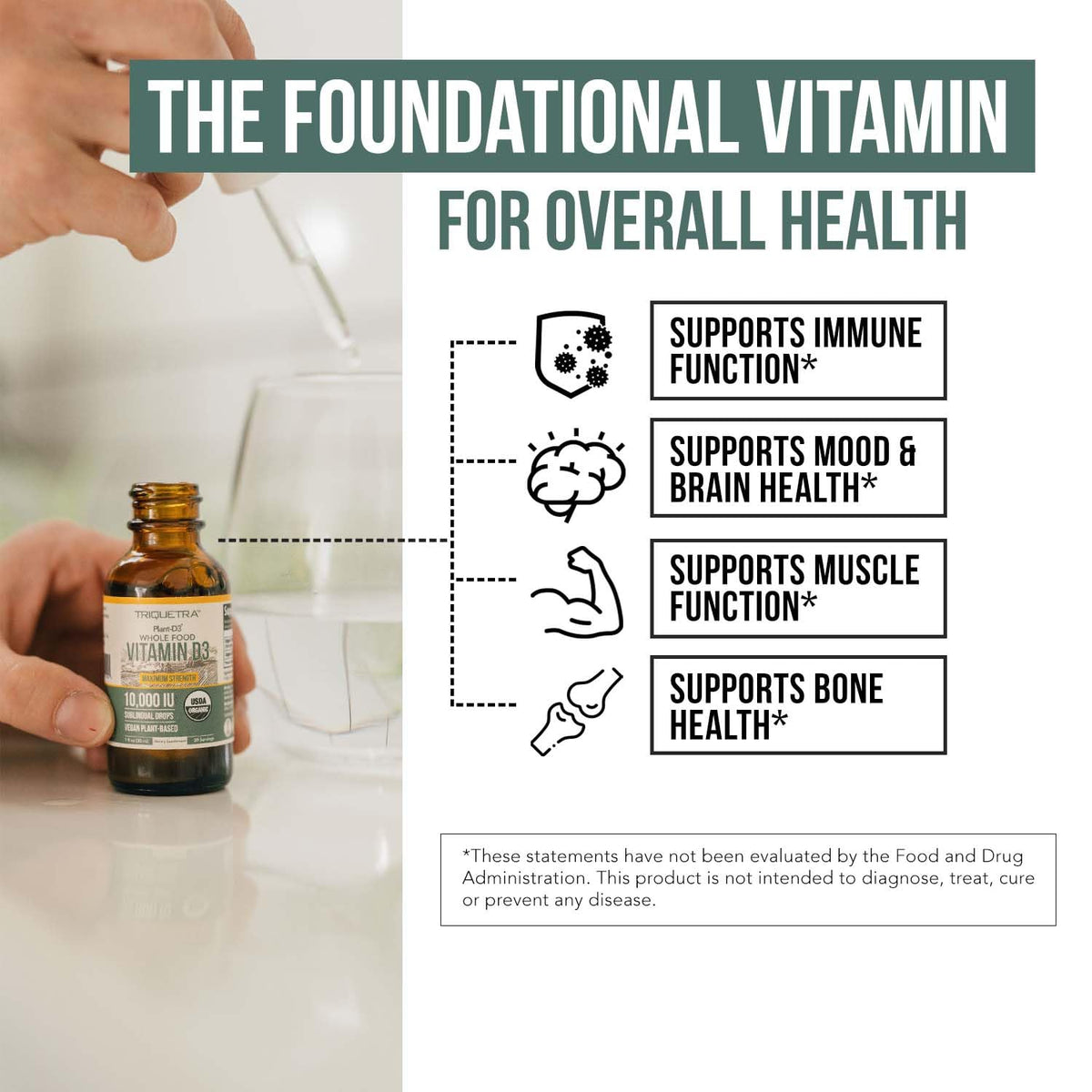 Organic Vitamin D3 5,000 IU - 100% Whole Food & Plant-Based Cholecalciferol Form, 100% Vegan Vitamin D - Enhanced with Prebiotic & Superfood Complex – Organic, Vegan, GMO & Gluten Free (60 Capsules)