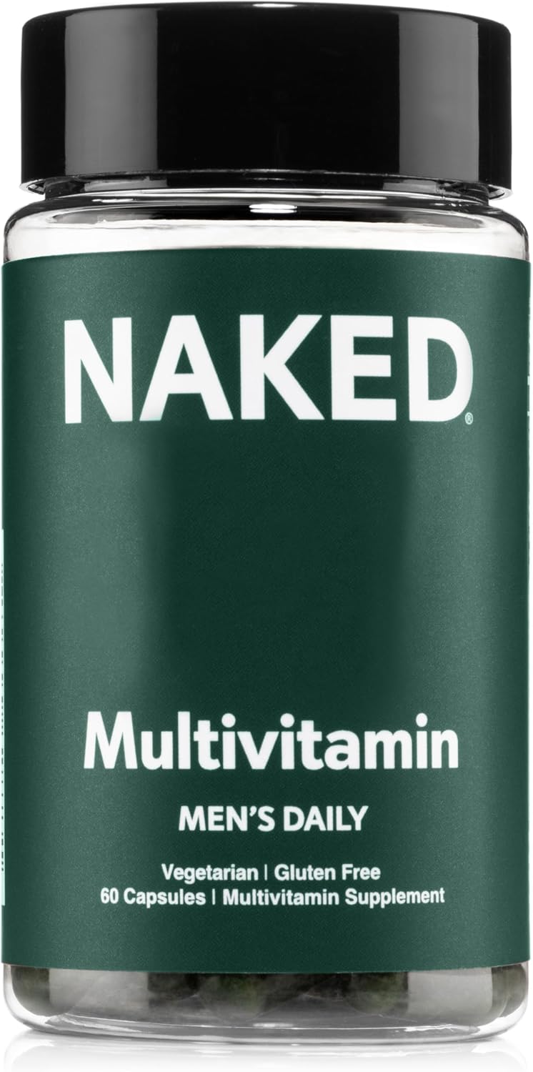 NAKED Men’s Multi – Daily Multivitamin for Men – A, C, E, Selenium, Zinc, Fruit and Super Green Extracts and More to Boost Immune Support – Gluten-Free and Vegetarian Daily Vitamins – 60 Capsules