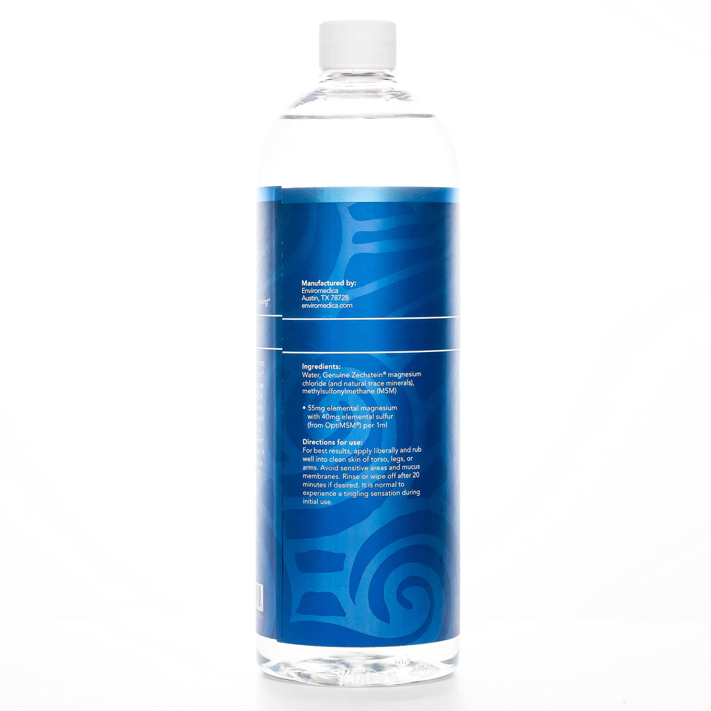 Ancient Minerals Magnesium Oil Spray Ultra with MSM, Zechstein, 4oz | Zechstein magnesium chloride + MSM topical spray for enhanced absorption & reduced tingle. 4 fl oz.