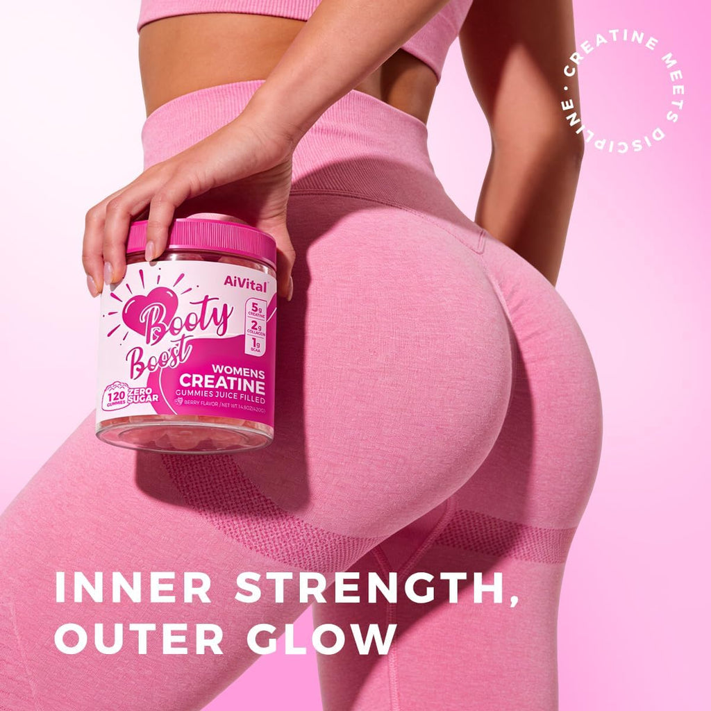 AiVital™ Creatine Gummies for Women, 5g Creatine Monohydrate Gummies +2g Collagen +1g BCAA, Women-Specific Formula, Sugar Free, 30 Servings, 120 Counts (Berry)