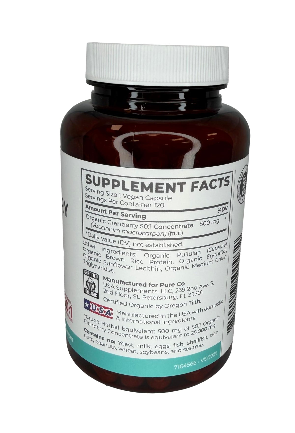 Organic Cranberry Pills - Vegan Supplement for Urinary Tract Health & Kidney Cleanse - Cranberry Pills for Women 500mg 50:1 Cranberry Concentrate Per Serving - Urinary Tract Support - 60 Capsules
