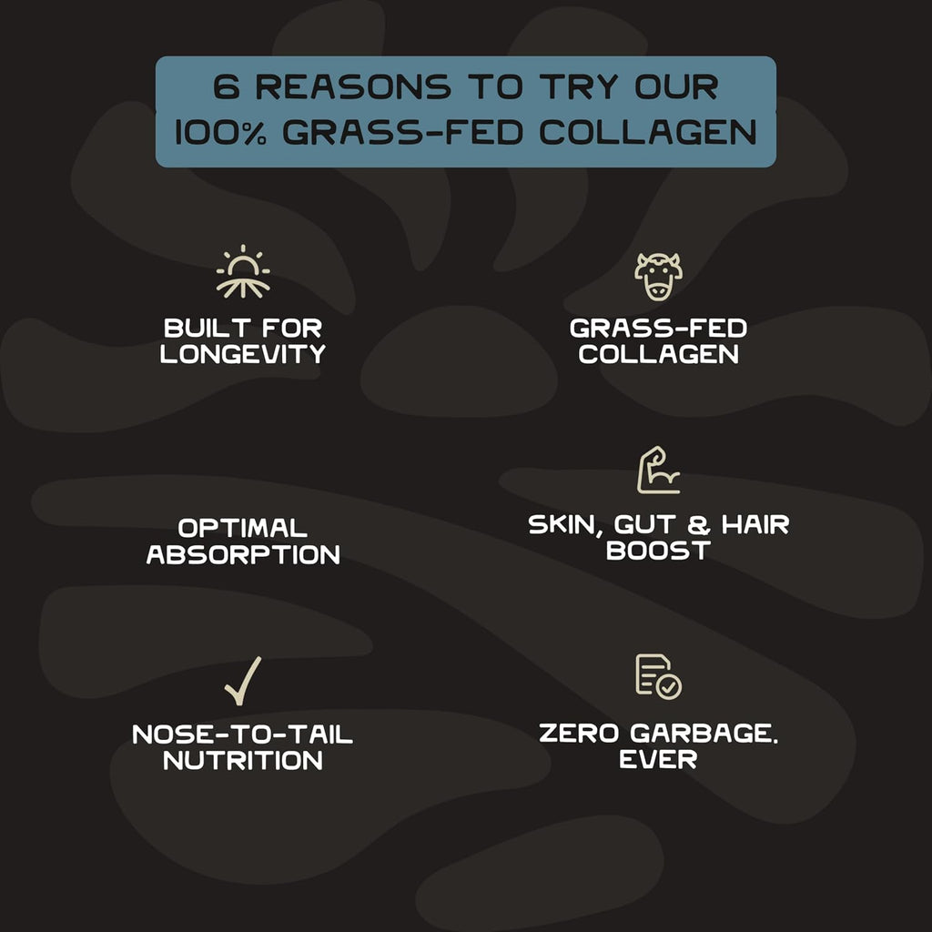 Lineage Provisions Grass Fed Collagen Powder, 30 Servings | Unflavored hydrolyzed bovine collagen peptides with trachea, scapula, eggshell membrane & vitamin C.