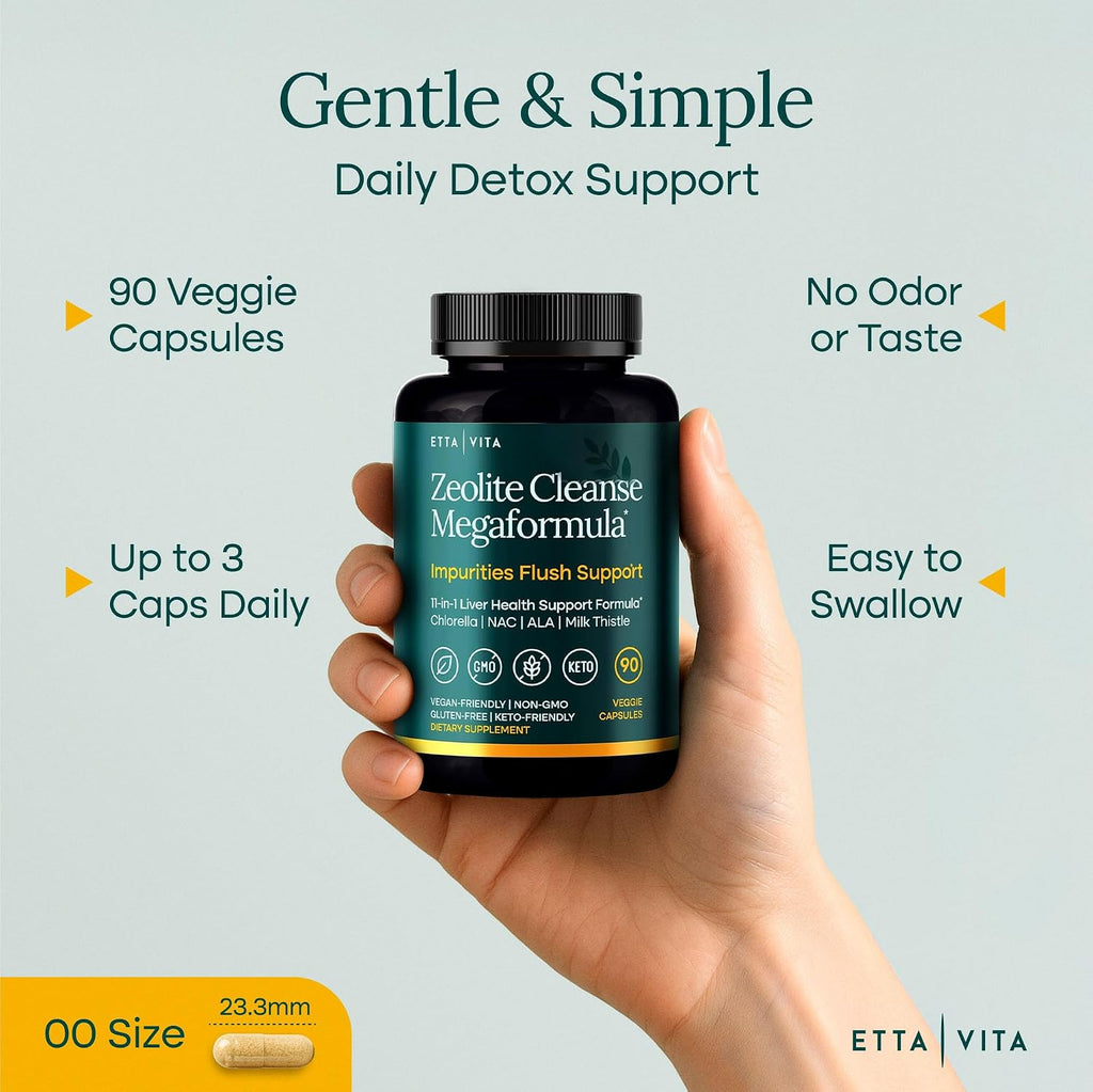 Liver Cleanse Detox & Repair with Zeolite, Chlorella, Glutathione NAC 90Ct | Zeolite supplement for gut health, cognition & natural energy - ALA, cilantro, milk thistle, noni, shilajit, vegan, non-GMO