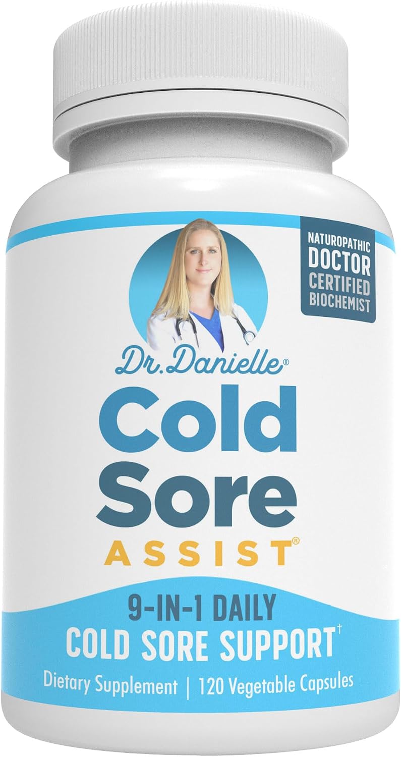 Best Cold Sore Supplement with Lysine and Lemon Balm - Dr. Danielle Cold Sore Assist - 120 Capsules