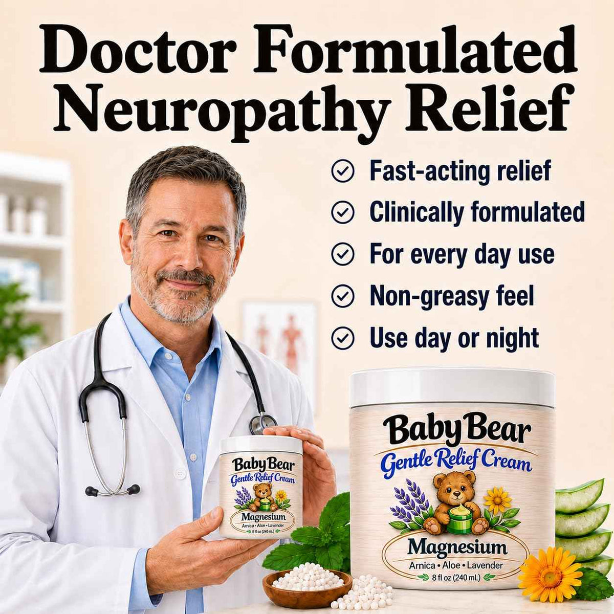 Nerve Relief Cream with Magnesium Chloride – Neuropathy Relief Cream for Feet, Hands, Legs, Toes & More – Fast-Absorbing, Non-Greasy Formula for Foot & Leg Comfort