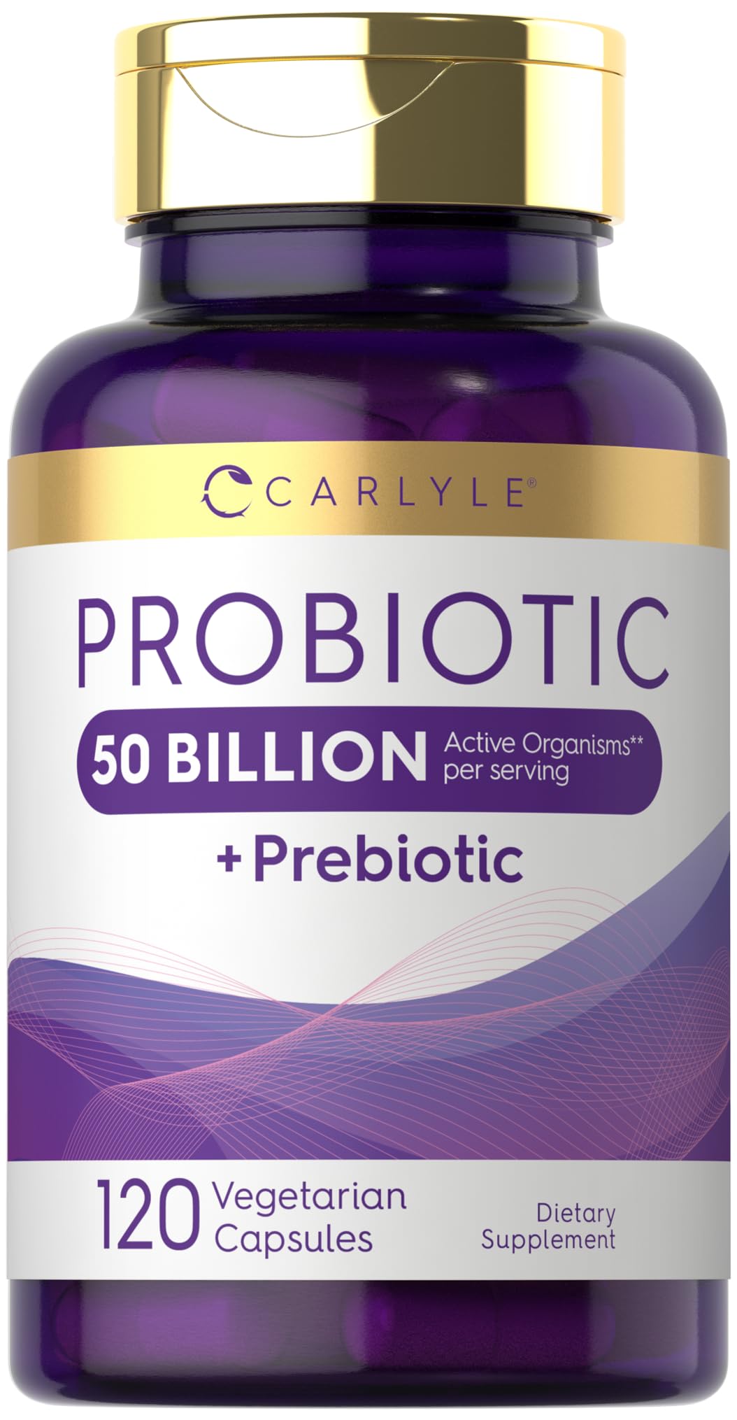Carlyle Probiotics with Prebiotics | 120 Capsules | 50 Billion Active Organisms | Non-GMO & Gluten Free Supplement