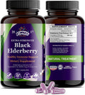 Black Elderberry Capsules | 180 Count | Sambucus Elderberry Vitamins, Non-GMO, Gluten Free, Organic Elderberry Extract Sambucus Nigra