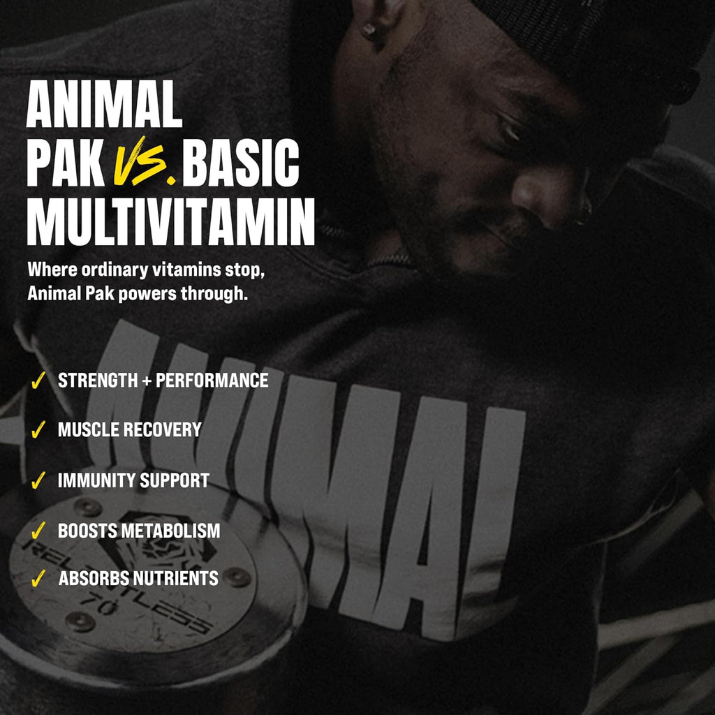 Animal Pak Multivitamin Supplement for Men & Women | 44 All-in-1 Pill Packs | 85 Nutrients | Daily Vitamins B, C, D & Zinc | Strength, Recovery, Energy, Liver, Metabolism, Immunity & Gut Health Support