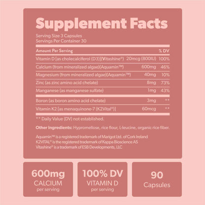 sapling Calcium Supplement - Whole Food with Vitamin K2 & D3, Magnesium, Zinc, Boron, Mineral Complex. Sourced Sustainably from Red Algae. for Bone Strength