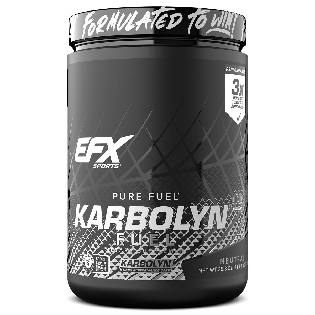EFX Sports Karbolyn Fuel | Fast-Absorbing Carbohydrate Powder | Carb Load, Sustained Energy, Quick Recovery | Stimulant Free | 20 Servings (Neutral)