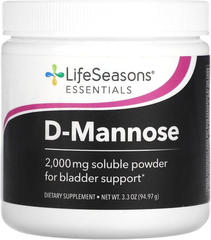 LifeSeasons D-Mannose Powder - Fast-Acting UTI Relief - Urinary Tract Health Supplement - Supports Healthy Levels of Microflora & Eases Bladder Discomfort - 45 Servings