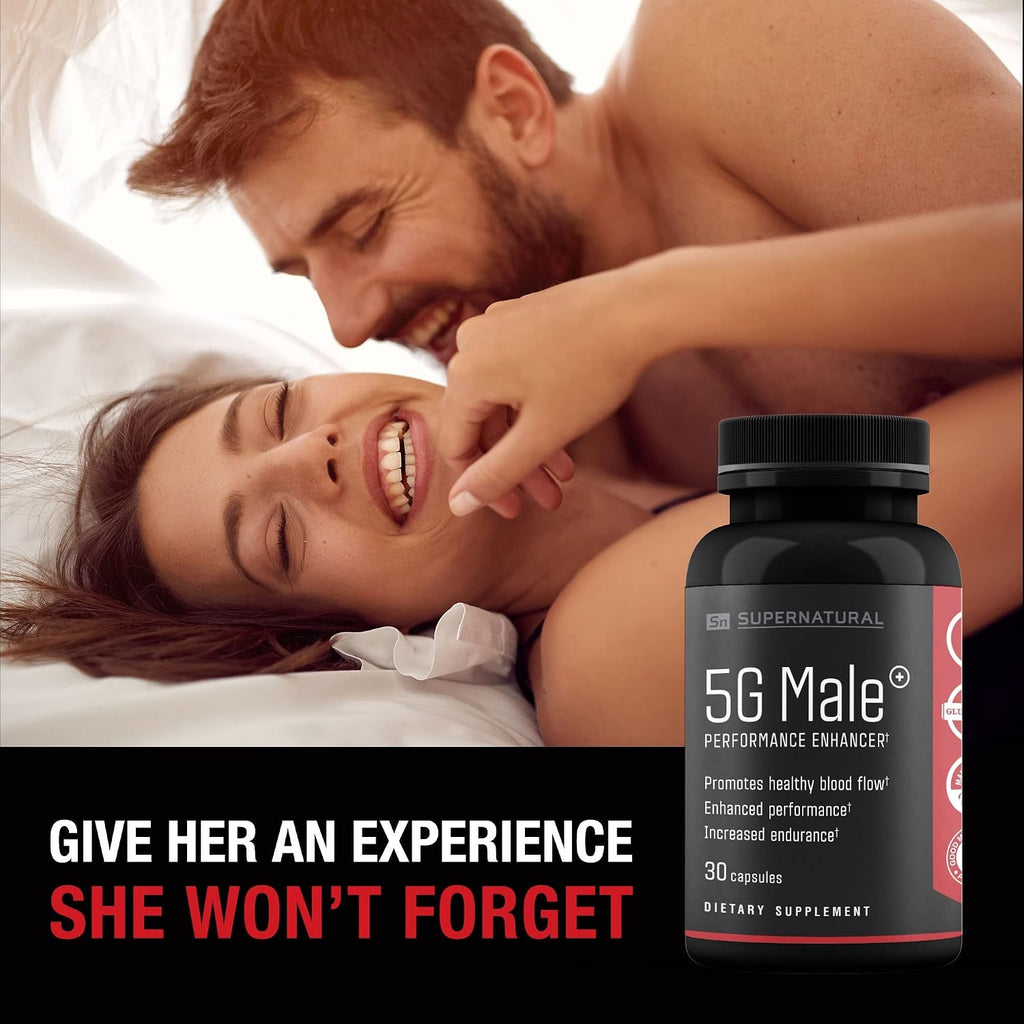 Supernatural Man 5G Male Natural T Booster Enhancing Supplement for Blood Flow, Stamina, Strength & Endurance Ginseng, Garlic, Ginkgo, Ginger Root, Vitamin D - Supports Healthy Males - 30 Capsules