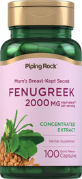 Piping Rock Fenugreek Capsules for Women | 100 Pills | Seed Extract Concentrate | Herbal Supplement | Non-GMO, Gluten Free