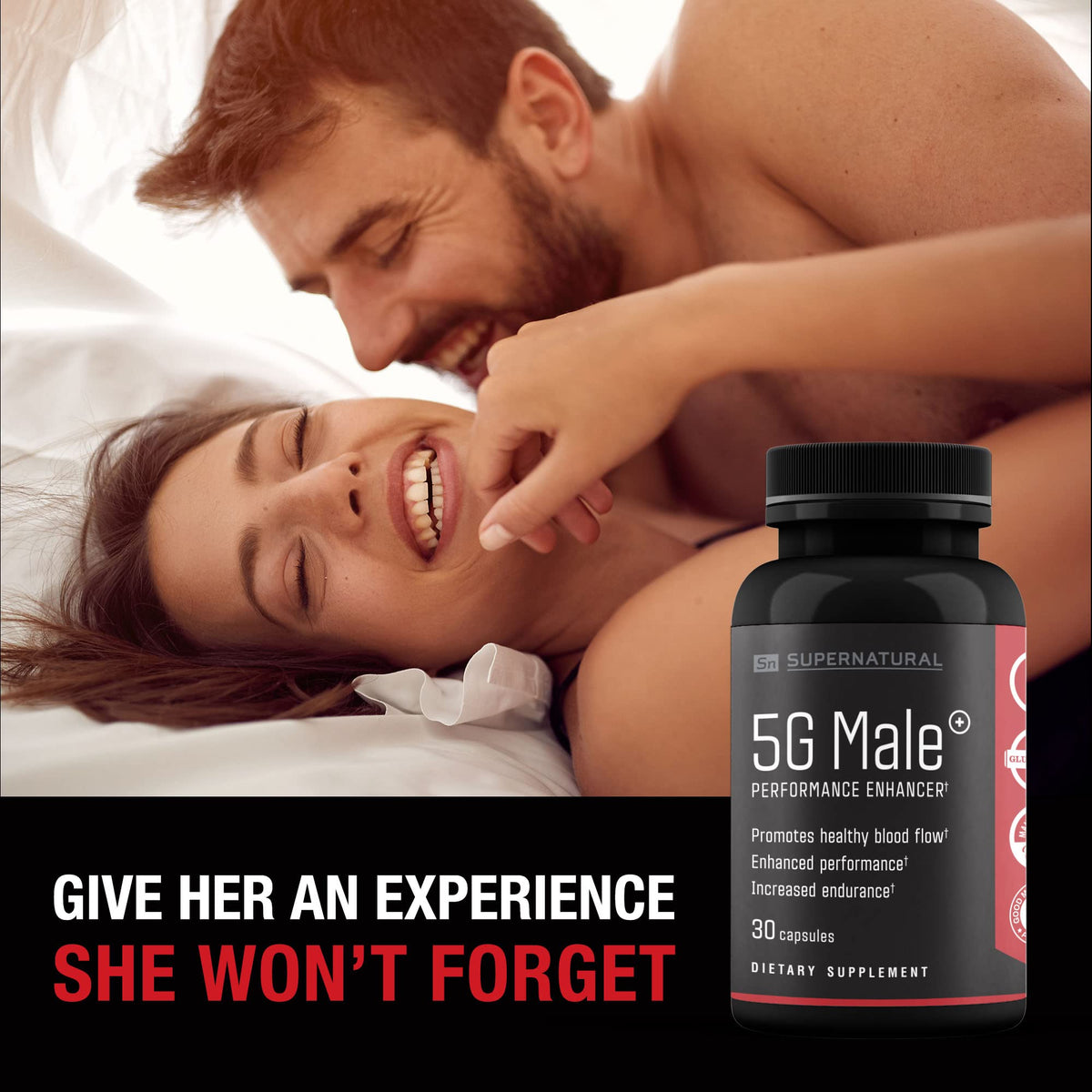 Supernatural Man 5G Male Natural T Booster Enhancing Supplement for Blood Flow, Stamina, Strength & Endurance Ginseng, Garlic, Ginkgo, Ginger Root, Vitamin D - Supports Healthy Males - 30 Capsules
