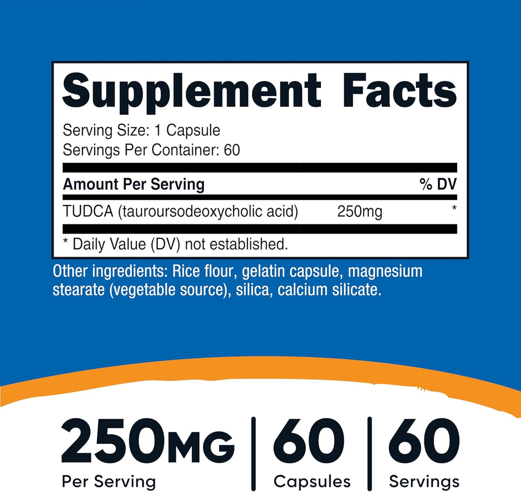Nutricost Tudca 250mg, 60 Capsules (Tauroursodeoxycholic Acid) - Premium Quality